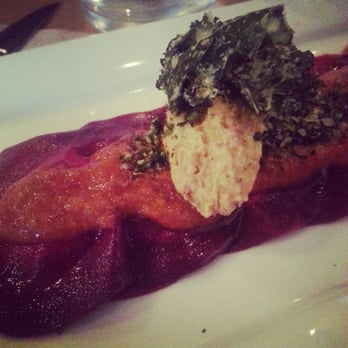 Raw Aura - raw beet ravioli with cashew milk ricotta. ..so delicious!!! - Vegan Near Me - Mississauga, Ontario