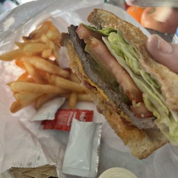 Peak Burger - Wow! What a thin patty! Disappointing! They give a good serving of fries, but the bacon cheeseburger was not what I expected. - Fast Food Near Me - La Mirada, California Peak Burger - Wow! What a thin patty! Disappointing! They give a good serving of fries, but the bacon cheeseburger was not what I expected. - Fast Food Near Me - La Mirada, California