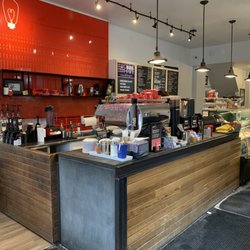 Red Bulb Espresso Bar - Bright and clean. Very efficient and friendly service too.