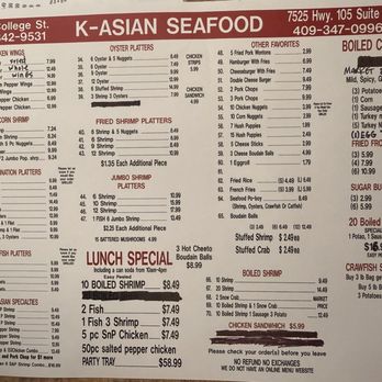 K Asian Kitchen - Updated menu 2026 - Seafood Near Me - Beaumont, Texas