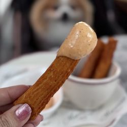 Macarena - Churros Bravos: Potato Churros w/ brava sauce (5 pc- $12) - GET THIS!