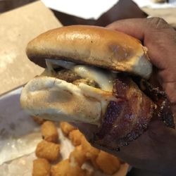 Yellow Submarine - Hot & spicy burger with seasoned tots.