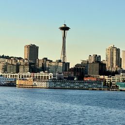 Seattle space needle from the ferry