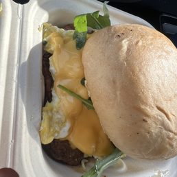 Sausage, egg, and cheese sandwich Sausage, egg, and cheese sandwich