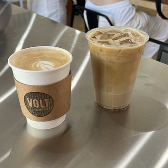 Volt Coffee Tea & Tap - Cappuccino and iced almond milk latte - Coffee & Tea Near Me - Davis, California