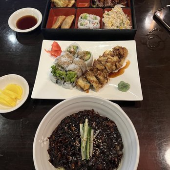 Sapporo Sushi - Beef Teriyaki Box Black Bean Noodle Spider Roll Tempura Ebi Roll - Sushi Bars Near Me - Troy, Michigan