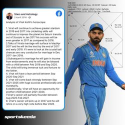 Stars and Astrology - Prediction of famous Indian Cricketer Virat Kohli that went viral all over the world!