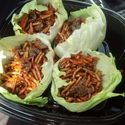 The Healthy Kitchen - Crispy beef lettuce wrap. Delicious!! And good for me... Also try the Thai wrap and teriyaki chicken wrap!