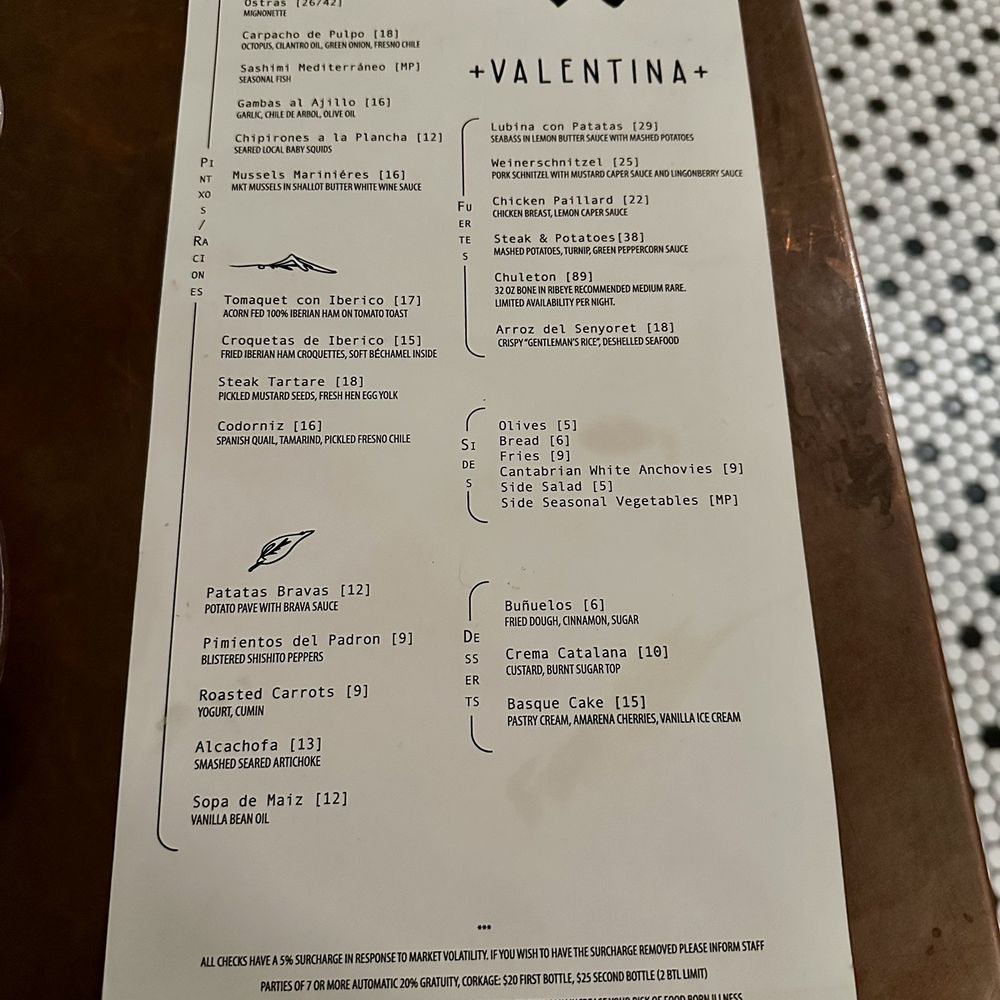 Valentina - Dinner menu - Seafood Near Me - Encinitas, California Valentina - Dinner menu - Seafood Near Me - Encinitas, California