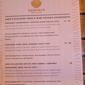 Hanuman Thai Eatery - Wine list - Thai Near Me - Costa Mesa, California Hanuman Thai Eatery - Wine list - Thai Near Me - Costa Mesa, California