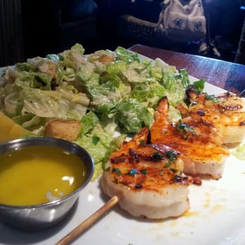 FishBar - The shrimp and scallop skewers with Caesar salad - Seafood Near Me - Manhattan Beach, California FishBar - The shrimp and scallop skewers with Caesar salad - Seafood Near Me - Manhattan Beach, California