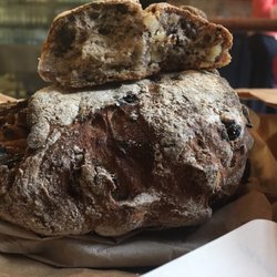 Fabrique Bakery - Walnut bread on apricot bread. Both delicious