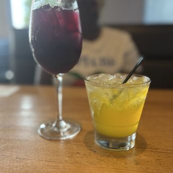 Cinco Mexican Cantina - L: Sangria R: Passion Fruit Margarita - Mexican Near Me - Atlanta, Georgia Cinco Mexican Cantina - L: Sangria R: Passion Fruit Margarita - Mexican Near Me - Atlanta, Georgia