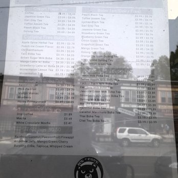 Ice Cave - Window menu of drinks, reflection from across the street - Desserts Near Me - Philadelphia, Pennsylvania