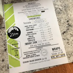 Zion Café - Menu