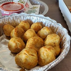 Faros Pizza - Breaded mushrooms with a side of pizza sauce