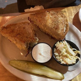 Train Wreck Bar - Rubin Sandwich w/pickle - Sports Bars Near Me - Burlington, Washington Train Wreck Bar - Rubin Sandwich w/pickle - Sports Bars Near Me - Burlington, Washington
