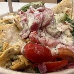 Lamb meatballs and chicken shawarma bowl