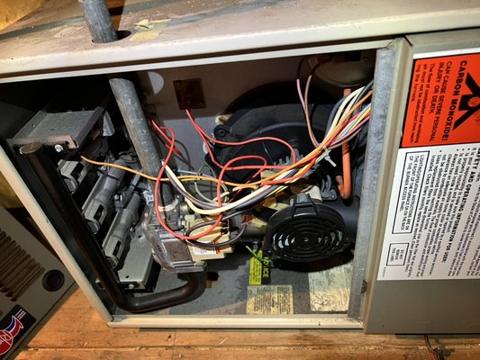 Rheem furnace repair - Customer called us because they tried to fix their furnace themselves but had no luck. Diagnostic showed that inducer blower had huge crack on it and needs to be replaced. We ordered new part and installed it. During installation we found that old blower not only had crack but also completely ruined by rust inside. Rheem furnace repair - Customer called us because they tried to fix their furnace themselves but had no luck. Diagnostic showed that inducer blower had huge crack on it and needs to be replaced. We ordered new part and installed it. During installation we found that old blower not only had crack but also completely ruined by rust inside.