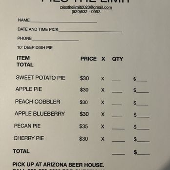 Pies The Limit - Holiday pies list - Desserts Near Me - Tucson, Arizona
