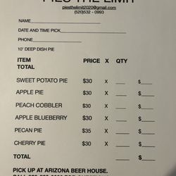 Pies The Limit - Holiday pies list