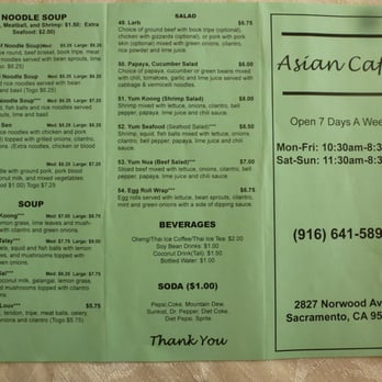 Asian Cafe - Take out menu - Thai Near Me - Sacramento, California