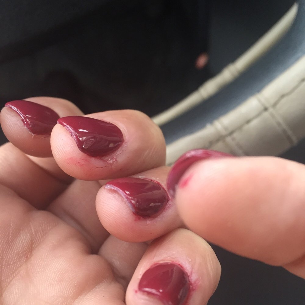 Such a terrible paint Job! And because of all their mistakes had to file down my nails until there was basically none left!