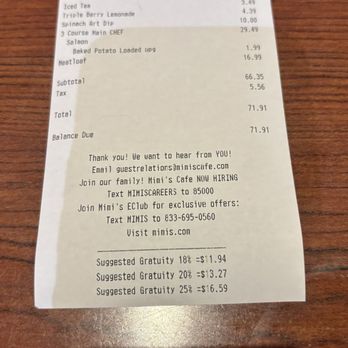Mimi's Cafe - My receipt - Breakfast & Brunch Near Me - Las Vegas, Nevada Mimi's Cafe - My receipt - Breakfast & Brunch Near Me - Las Vegas, Nevada