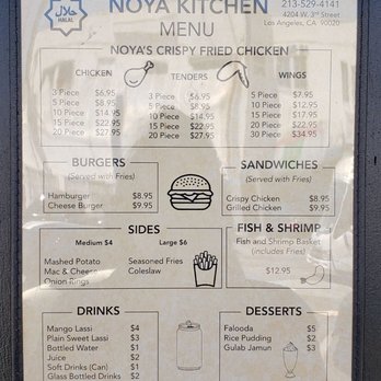 Noya Kitchen - menu as of 5/14/20 - Indian Near Me - Los Angeles, California