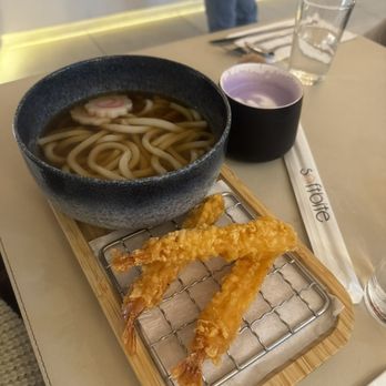 Softbite - Shrimp Tempura Udon plate ($18)  Missing nori flakes and scallions, as depicted in the menu. - Desserts Near Me - Long Island City, New York