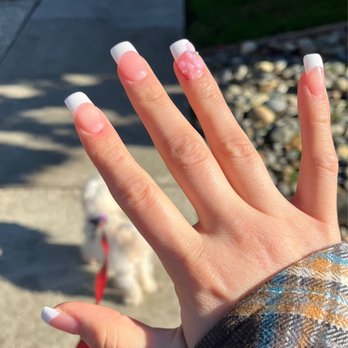 Eden's Nails Spa - $60 pink & white dip powder/ 3D nail art / short length (right hand) - Nail Salons Near Me - San Jose, California Eden's Nails Spa - $60 pink & white dip powder/ 3D nail art / short length (right hand) - Nail Salons Near Me - San Jose, California