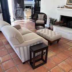 S & J Upholstery - Upholstered sofa, Ottoman, and Chair.