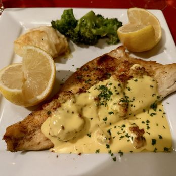 Cafe Des Beaux-Arts - Branzino with shrimp and lobster sauce - French Near Me - Palm Desert, California Cafe Des Beaux-Arts - Branzino with shrimp and lobster sauce - French Near Me - Palm Desert, California