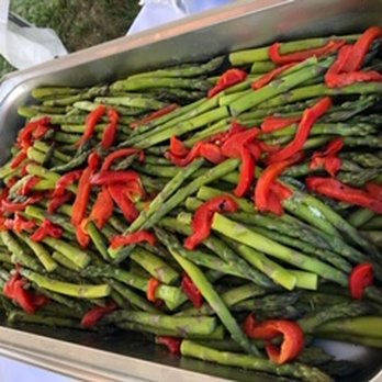 Caribbean Flavors - a pan of asparagus and peppers - Caterers Near Me Caribbean Flavors - a pan of asparagus and peppers - Caterers Near Me