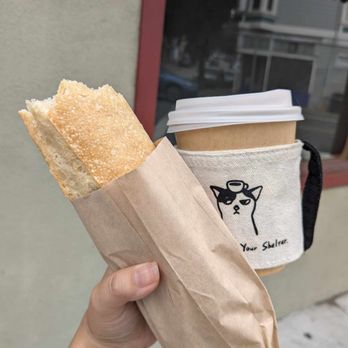 Bello Coffee & Tea - My mocha (and a baguette from the grocery store next door) - Coffee & Tea Near Me - San Francisco, California