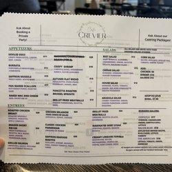 Lunch/dinner menu