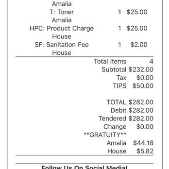 Amanda Moncur Salon - The price I had to pay for my partial highlights which looks good but way too pricey! - Hair Salons Near Me - South Jordan, Utah