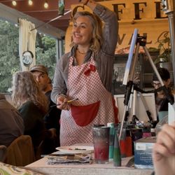 The Healing Arts Astrologer Karina instructing the Paint party