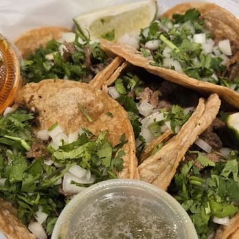 Tacos Don Pablo - 3 asada and 2 carnitas tacos. - Mexican Near Me - Plainfield, Indiana