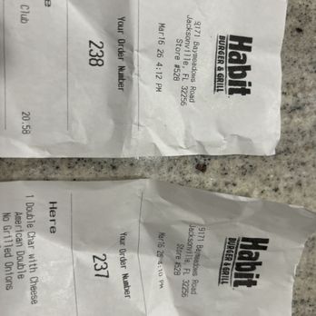 Habit Burger & Grill - Receipts - American Near Me - Jacksonville, Florida