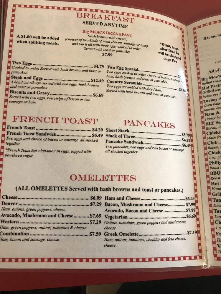 Big Moe S Menu