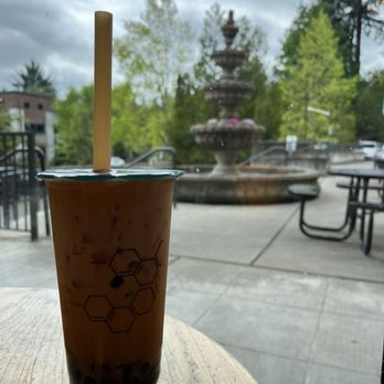 Boba Blast at Mill Creek - Having my drink with a beautiful view of the fountain - Bubble Tea Near Me - Mill Creek, Washington Boba Blast at Mill Creek - Having my drink with a beautiful view of the fountain - Bubble Tea Near Me - Mill Creek, Washington