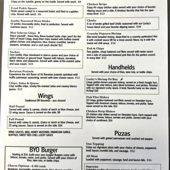 Lucky's on Louise - Food Menu (1 of 2) - Sports Bars Near Me - Sioux Falls, South Dakota Lucky's on Louise - Food Menu (1 of 2) - Sports Bars Near Me - Sioux Falls, South Dakota
