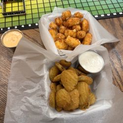 Boards and Brews - Fried pickles and fried cheese bites