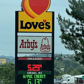 Love's Travel Stop - Fuel Price 6/18/22. Regular $5.29, mid $5.59 and High is $5.89. No difference for cash or credit for gas. Only for Diesel trucks. - Gas Stations Near Me - Roseburg, Oregon