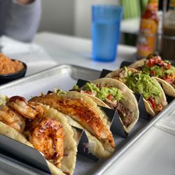 Taco Cantina - (Left to right) Shrimp, fish, steak, chicken