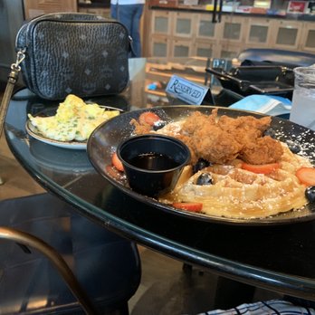 Fellaship - Chicken and lemon blueberry waffle - Cigar Bars Near Me - Atlanta, Georgia