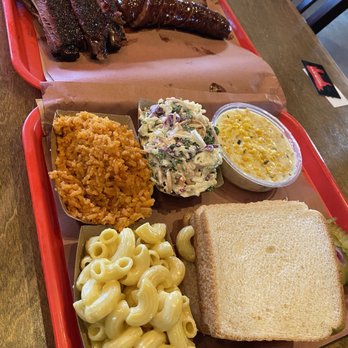 Terry Black's Barbecue - Waco - sides- mexican rice, mac & cheese l, coleslaw, cream corn, and bread - Barbeque Near Me - Waco, Texas