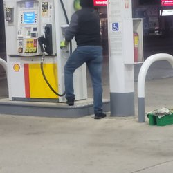 Shell - The staff actually comes out and wipes down the pumps and the handles, following their covid protocol