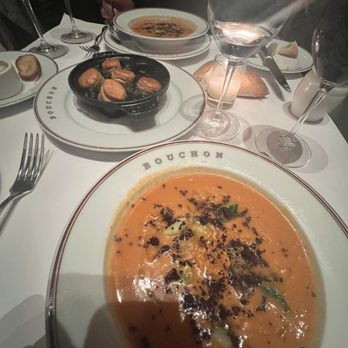 Bouchon - Gazpacho and Escargots de Bourgogne - French Near Me - Yountville, California Bouchon - Gazpacho and Escargots de Bourgogne - French Near Me - Yountville, California
